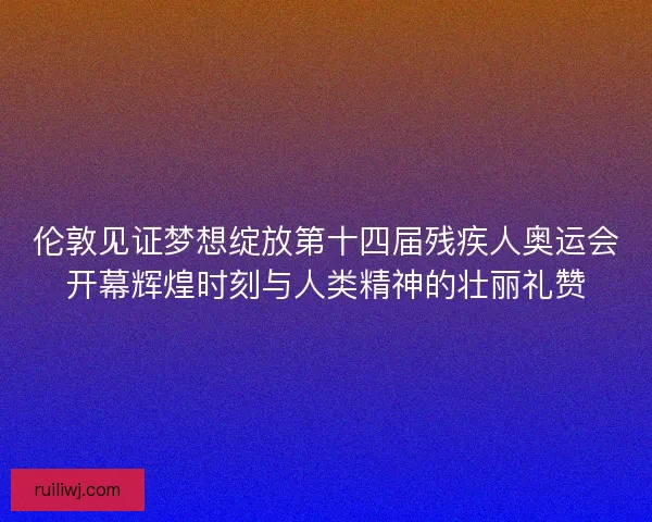 伦敦见证梦想绽放第十四届残疾人奥运会开幕辉煌时刻与人类精神的壮丽礼赞