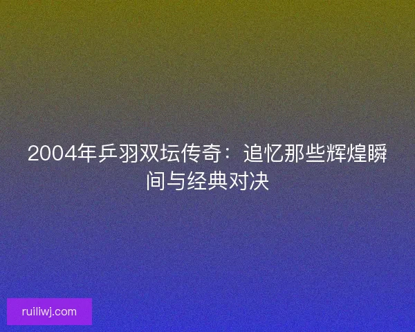 2004年乒羽双坛传奇：追忆那些辉煌瞬间与经典对决