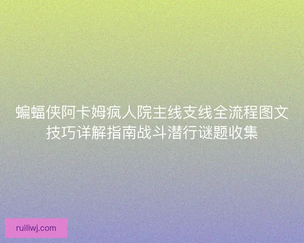 蝙蝠侠阿卡姆疯人院主线支线全流程图文技巧详解指南战斗潜行谜题收集