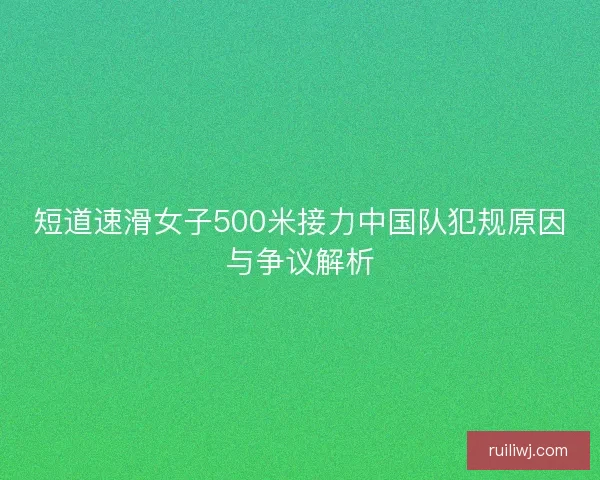 短道速滑女子500米接力中国队犯规原因与争议解析
