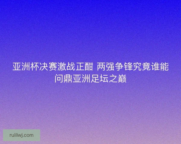 亚洲杯决赛激战正酣 两强争锋究竟谁能问鼎亚洲足坛之巅